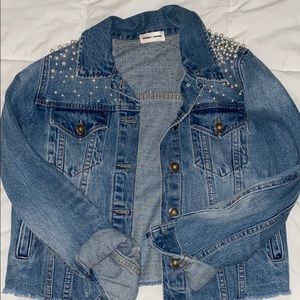 Pearl studded denim jacket